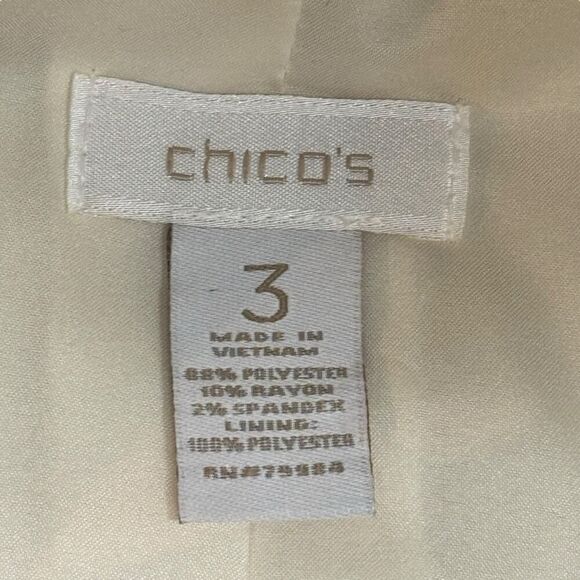 Chicos Mandarin Collar Blazer Jacket Size XL 16 Off White Lined Career Job - Picture 12 of 13